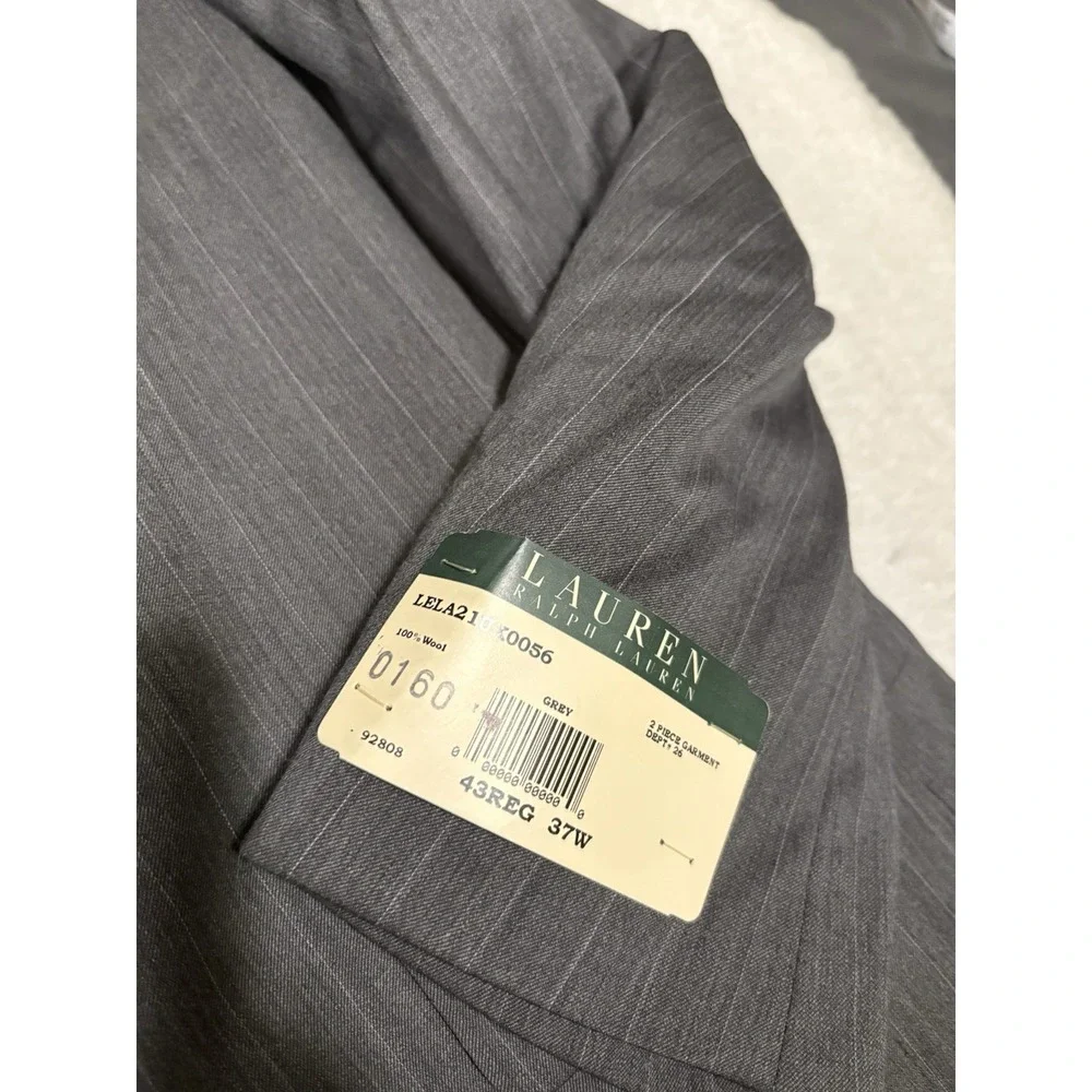 New Lauren Ralph Lauren Men's Gray Wool Striped Blazer Size‎ 43R